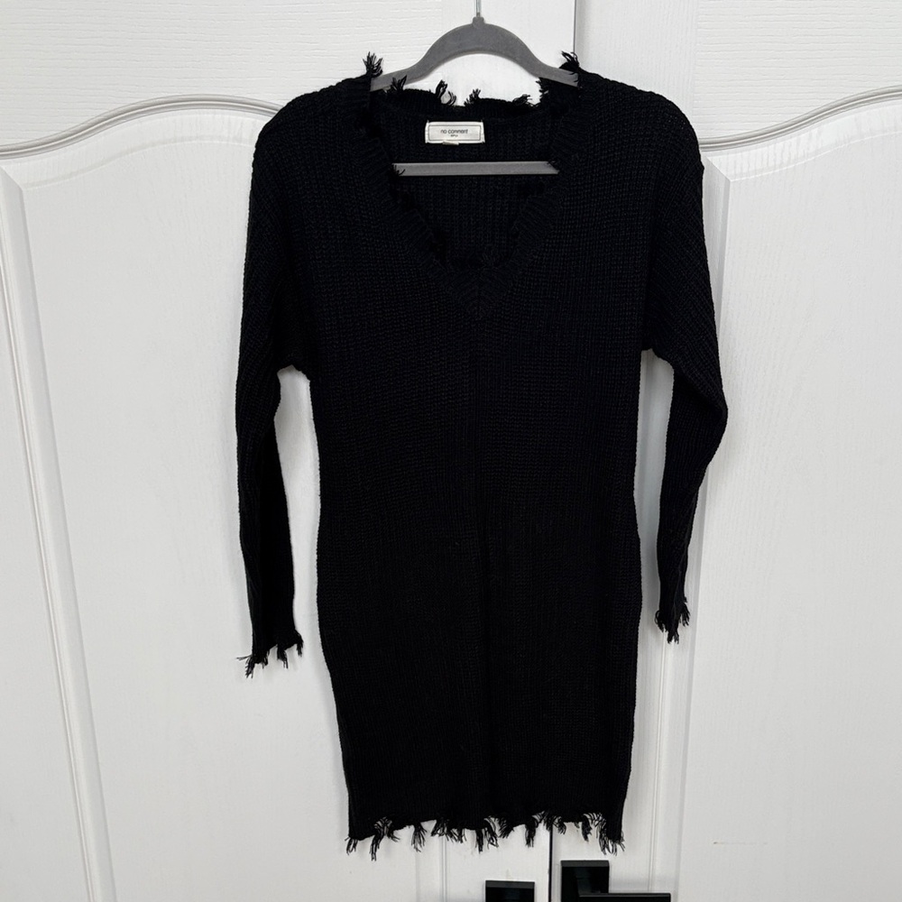No Comment NY•LA Black Distressed Knit Sweater Dress